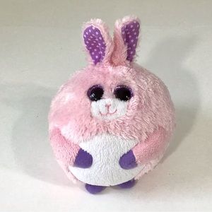 Ty Beanie Ballz Bunny Carnation the Pink Rabbit 5” Stuffed Plush Glitter Eyes